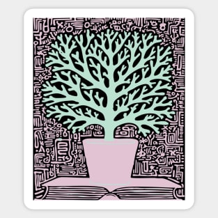 Tree of Knowledge From Book Folk Art Sticker